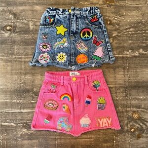 Lola + The Boys Denim and Pink Patch Skirts (4T)